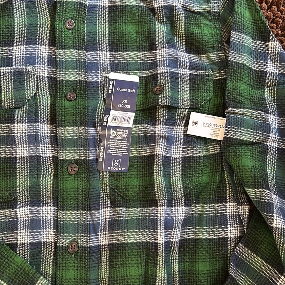 NWT XS Flannel Blue and Green - Picture 4 of 4